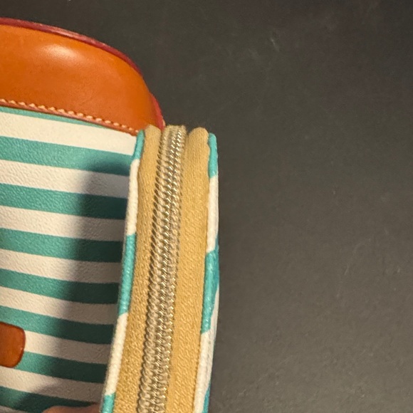 Dooney & Bourke Teal and Tan Striped Satchel - Picture 15 of 16